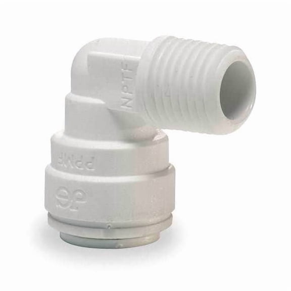 Push-Fit Elbow Fitting, 3/8 in Tube Size, Acetal, Gray, 10 PK