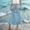 *Sky Blue, variant on ClodeEU Women's Plaid High Waist Midi Skirt,Ruffle Hem Flowy A-Line Skirt Blue,Women's Plus L