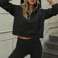 thumbnail image 6 of VISALY Half Zip Pullover Tunic Sweatshirt Half Zip Sweatshirts Cropped Hoodies Quarter Zip Up Pullover Sweaters Fall Outfits Winter Clothes Casual Sweaters Tunic Sweater Fall Sweatshirts Black L, 6 of 7