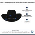 thumbnail image 4 of David & Young  Faux Suede Fedora Hat with Gold Hatband (Women), 4 of 4