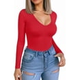 thumbnail image 2 of Women's V Neck Short Sleeve Long Sleeve Slim Fit T Shirt Tunic Tops Tee, 2 of 3