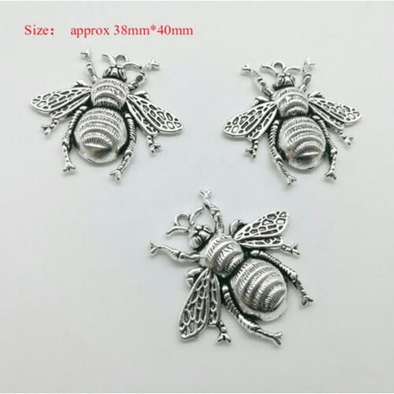 U8MO Wholesale Antique Silver Jewelry Charms Pendant Carfts DIY Finding Accessories-3pcs fat bee