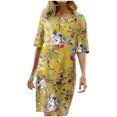 thumbnail image 1 of Pompotops Femmes Casual Col Rond Demi Manches Imprimé Floral Robes, 1 of 8