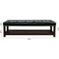 thumbnail image 4 of GZXS Black PU Leather Storage Bench with Nailhead Trim, Padded Seat, Open Shelves and Solid Wood Legs, 2-Tier Entryway Shoe Bench for Windows/Bedroom/Living Room, 4 of 7