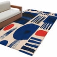 thumbnail image 2 of 3'x5' Area Rugs, Blue Red Color Block Indoor Outdoor Area Rug for Living Room Bedroom, Modern Abstract Geometric Washable Bathroom Rugs Kitchen Floor Carpet Mats Home Decor Aesthetic, 2 of 8
