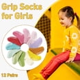 thumbnail image 5 of Toddler Kids Non Slip Socks- 12 Pairs Anti Slip Socks for Girls Boys 1-7 Years Old Everyday Wear, Assorted Colors Children Socks with Grip(#2 Rainbow,5-7 Years), 5 of 6