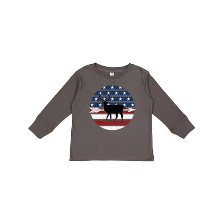 

Inktastic Deer Bow Hunting USA Flag Gift Toddler Boy or Toddler Girl Long Sleeve T-Shirt