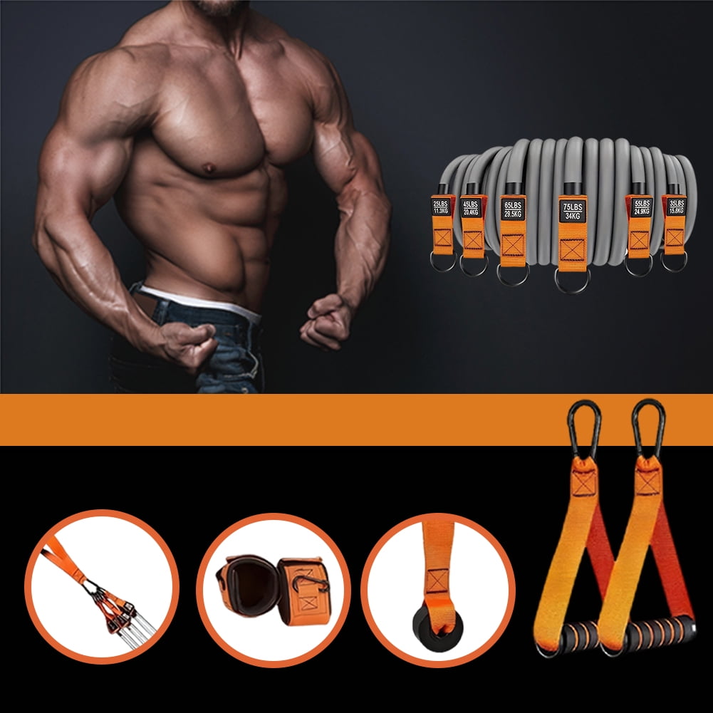 HUISZJ Exercise Bands, Resistance Bands Exercise Bands with Handles, Heavy Duty Fitness Bands Set for Home Workouts (Orange)