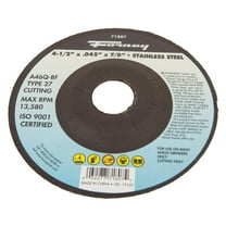 Forney Industries Cut-Off Wheel, Stainless, Type 27, 4-1/2 in x .045 in x 7/8 in
