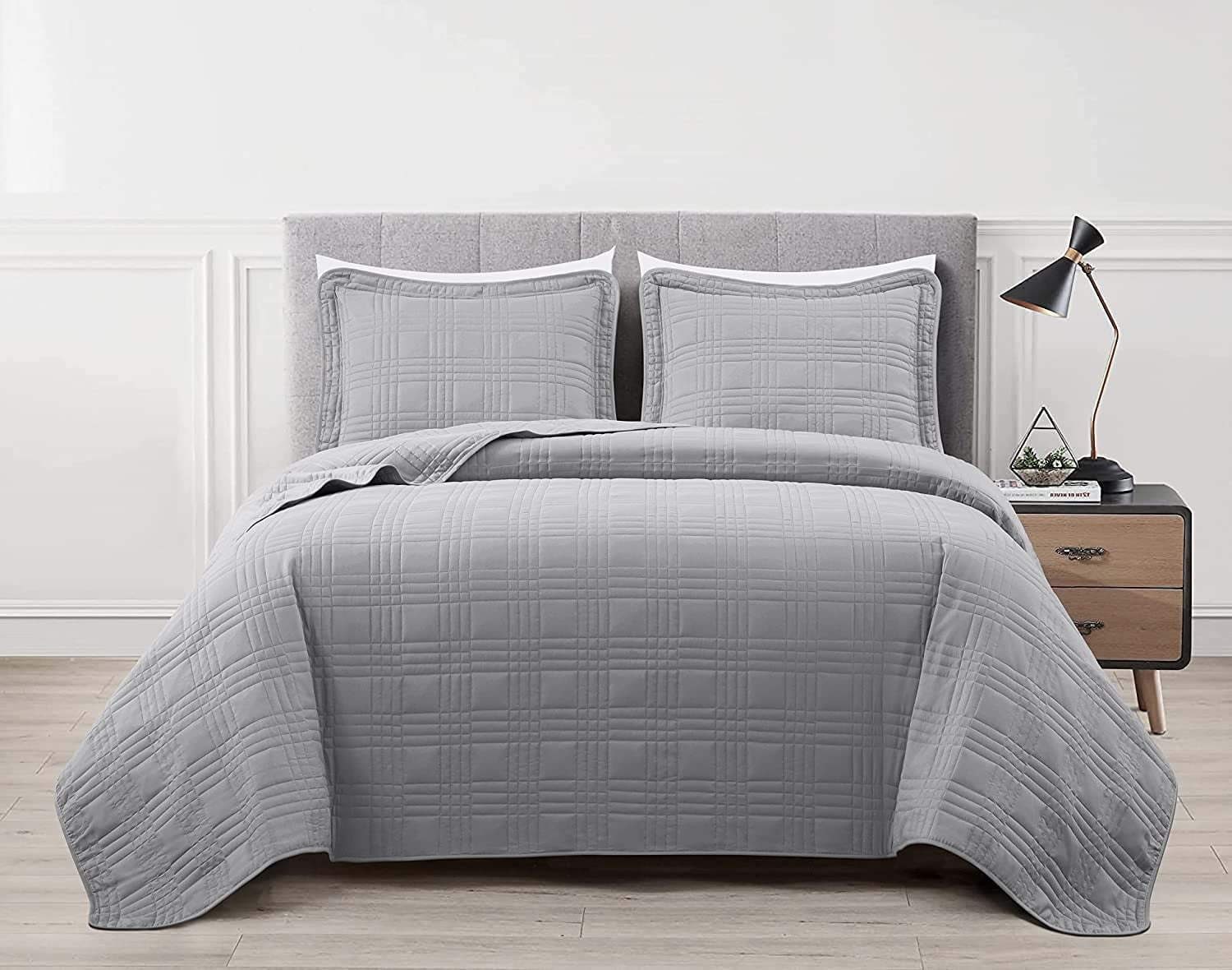 Chezmoi Collection Kingston 3-Piece Gray Oversized King Bedspread ...