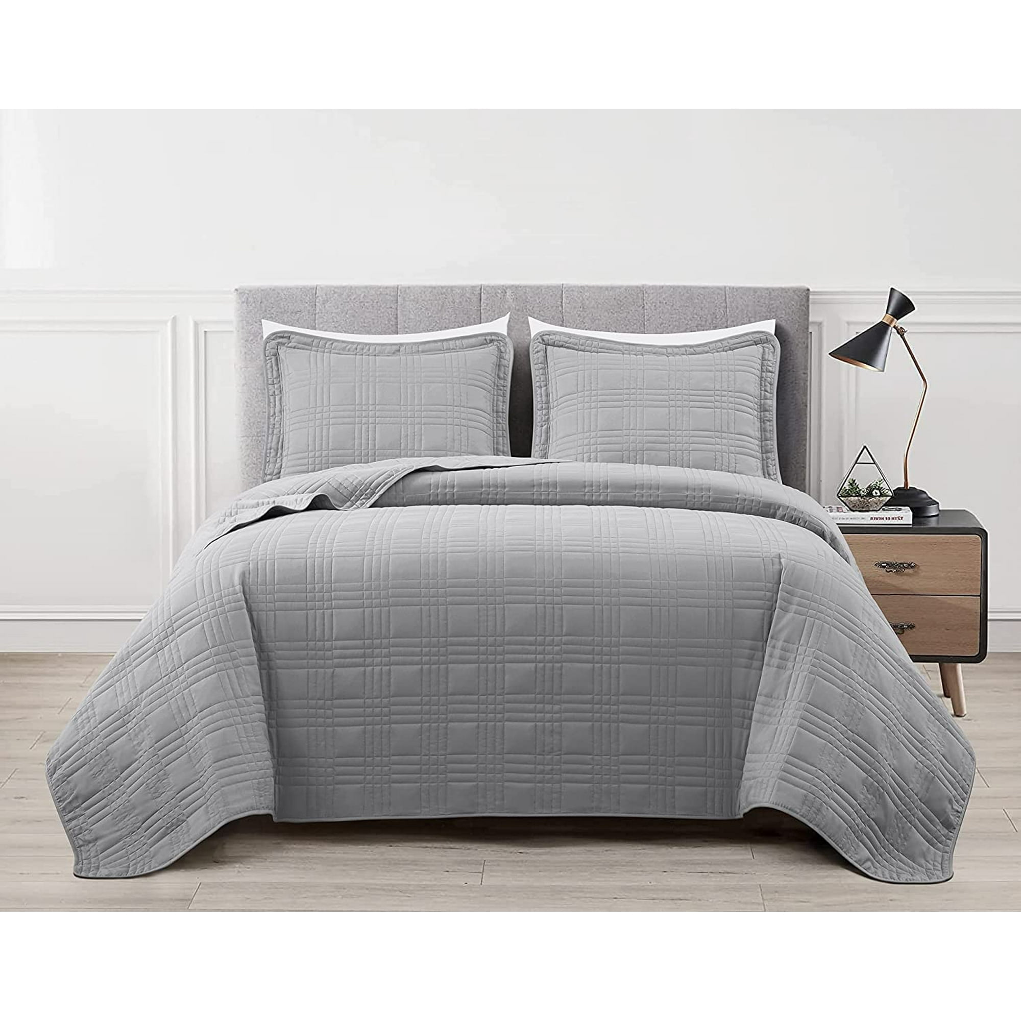 Chezmoi Collection Kingston 3-Piece Gray Oversized King Bedspread Coverlet  Set Lightweight Bedding Cover Quilt Set King Size - Walmart.com
