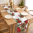 thumbnail image 3 of Christmas Table Runner 120 Inches Long Farmhouse Dress Scarves, Red Cardinal Poinsettia Hut Berry Pine Needles Dining Tablerunner for Coffee Table/Kitchen Island/Party Décor, 13" x 120", 3 of 8