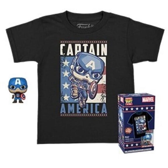 FUNKO POCKET POP! & TEE: Marvel- Captain America- M(KD)  [APPAREL] M Shirt, Vinyl Figure