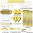 thumbnail image 2 of AlphaGeek White Gold Birthday Party Decorations for Women, Happy Birthday Banner, Gold Fringe Curtain, Heart Star Foil Confetti Balloons, Hanging Swirls, 2 of 7