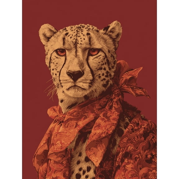 UXIEQU Cheetah with Scarf Canvas Wall Art 15.75x11.81 Inches