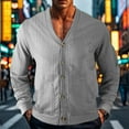 thumbnail image 2 of YLSDY Men's Cable Knit Cardigan V-Neck Button Down Long Sleeve Sweater Gray L, 2 of 9