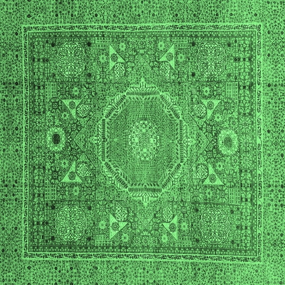 Ahgly Company Indoor Square Abstract Emerald Green Modern Area Rugs, 5' Square