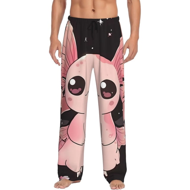 Balery Cute Axolotl Sakura Blossoms B Pantalones de pijama para hombre, pijama ultraligero, pantalón de descanso-3X-Large