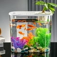 thumbnail image 4 of Goldfish Bowl Fish Tank, Plastic Aquarium Home Decor, Clear Desktop Tank, For Living Room Bedroom, Transparent Material, With Green Plant Basket, Water Pump Feed Holes, Unbreakable, Easy To Clean, 4 of 8