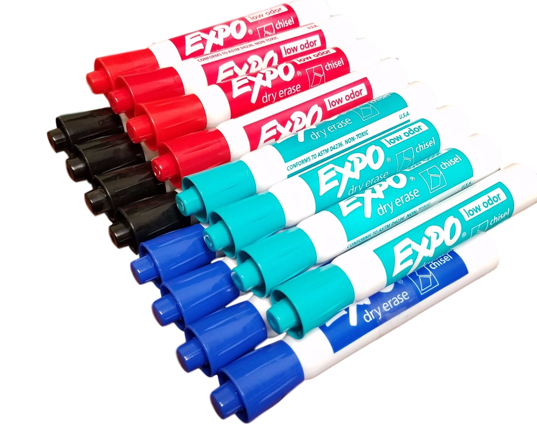 Expo LowOdor Dry Erase Markers, Chisel Tip, 16Pack, 4 of Black, Red
