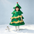 thumbnail image 2 of RUINIXCW Kids Christmas Tree Costume for Girls Boys Christmas Outfits Felt Sleeveless Hood Romper with Gold Trim Balls Funny Holiday Party Dress Up, 2 of 10