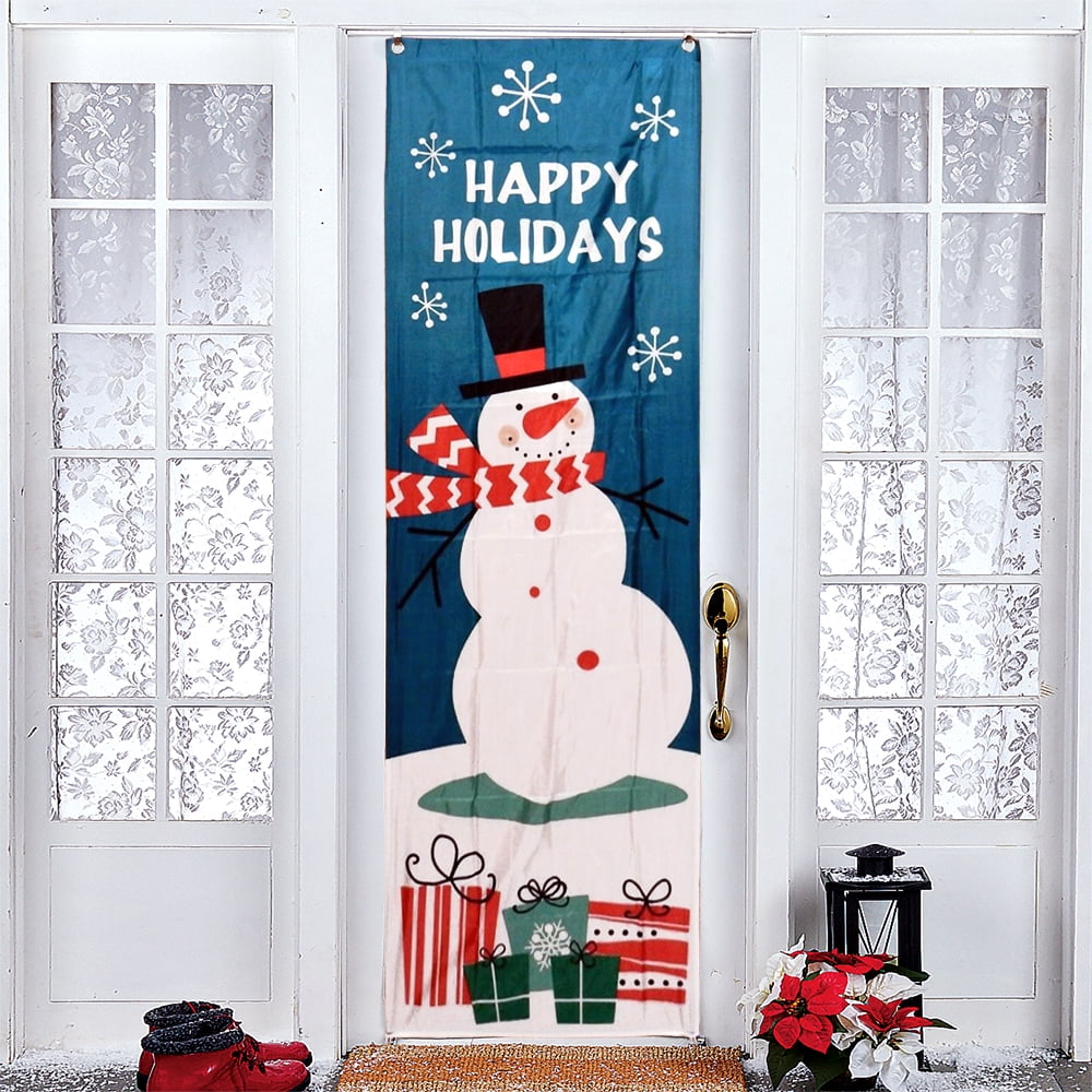 Happy Holidays Door Cover Decoration Door Cover Snowman Door Cover