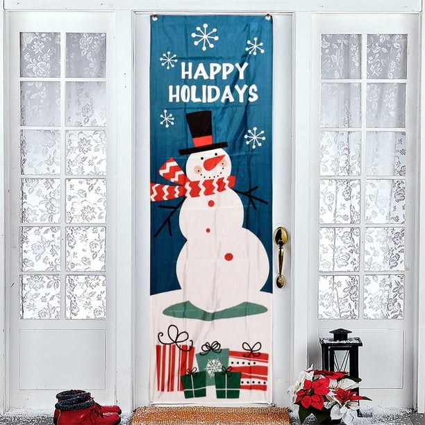 Happy Holidays Door Cover Decoration Door Cover Snowman Door Cover