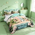 thumbnail image 2 of meiyoeat Hawaii Sea Beach 7 Pieces Full Size Bedding Sets For Kids,Pink Kawaii Floral Blossom Full Size Bed in a Bag For Girls,Reversible, 2 of 7