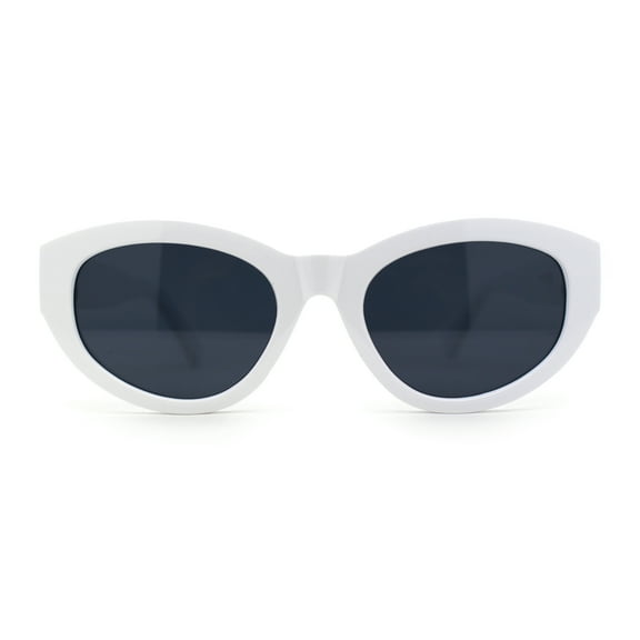 Retro Classy Thick Plastic Cat Eye Glam Fashion Sunglasses White - Black
