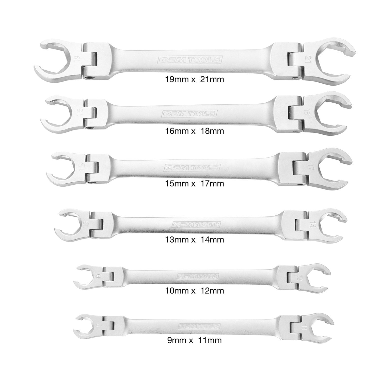 OEMTools 6 Piece Flex Head Flare Nut Wrench Set (Metric)