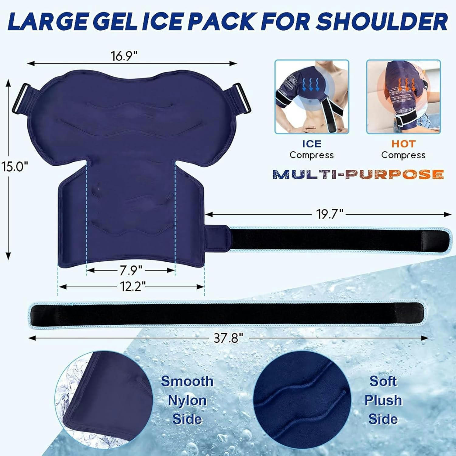 GXCZ Shoulder Ice Pack Rotator Cuff Cold Therapy, Reusable Gel Shoulder Ice Cold Pack Shoulder Support Ice Wrap for Injuries Pain Relief & Tendonitis Recovery After Shoulder Surgery Swelling