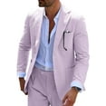 thumbnail image 2 of Lycody 2 piece Men Seersucker Suit Formal Slim Fit Suits for Summer Beach Wedding Grooms Blazer Pants Party Suit Sets, 2 of 7
