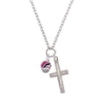 thumbnail image 2 of Delight Jewelry Silvertone Wide Hot Pink Zebra Print Band Spinner Be Strong and Courageous Engraved Cross Zoey Necklace, 28", 2 of 4