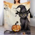 thumbnail image 5 of Pumpkin Lantern Black Cat Blanket Lightweight Cozy Couch Bed Super Soft And Microfiber Throws Blankets for All Seasons, 5 of 8