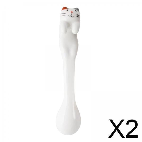 Cuchara de café colgante,Cuchara de cerámica para té colgante con forma de gato,Cucharas de café Dibujos animados Animales Cucharas colgantes,Bonita cuchara con forma de gato para té y