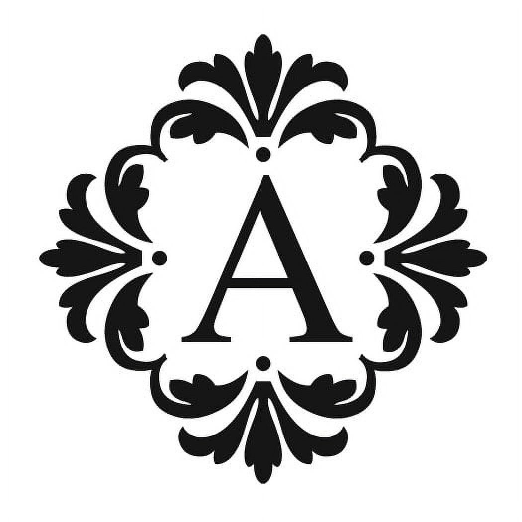 Personalized Square Self Inking Rubber Stamp - Ornate Initial