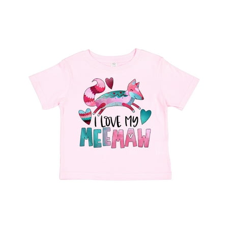 

Inktastic I Love My Meemaw Pink and Blue Fox with Hearts Gift Toddler Boy or Toddler Girl T-Shirt