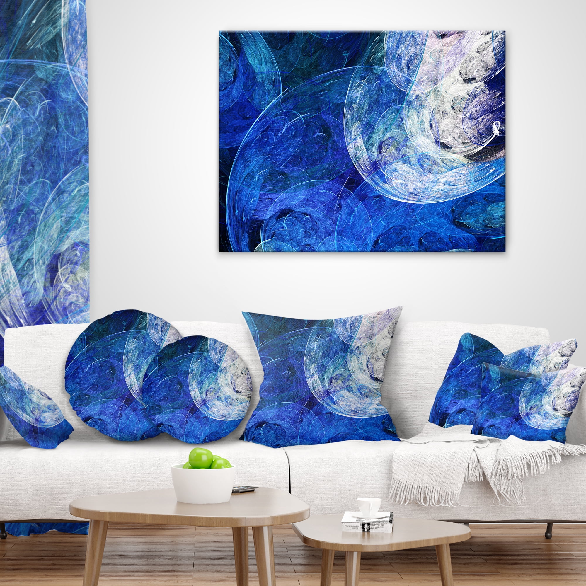 Designart Blue Swirling Clouds - Abstract Throw Pillow - 16x16