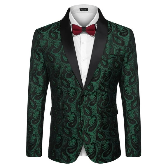COOFANDY Mens Floral Tuxedo Jacket Paisley Shawl Lapel Suit Blazer Jacket for Dinner