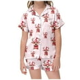 thumbnail image 2 of WEAIXIMIUNG Ensemble de Pyjamas pour Petites Filles et Garçons, Satin de Noël, Manches Courtes, 2 Pcs, Classique, 4-5 Ans, 2 of 6