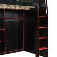 thumbnail image 4 of Full Size Gamer Loft Bed with Desk, RGB LED Lights & Storage, Wood Loft Bed with Open Wardrobe, Gaming Bed with USB Ports, Red, 4 of 9