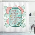 thumbnail image 1 of Saying Shower Curtain, Those Who Don´t Jump Will Never Fly Calligraphy on Jar with Roses, Fabric Bathroom Set with Hooks, 69W X 70L Inches, Multicolor, by Ambesonne, 1 of 3