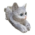 thumbnail image 3 of S SERENABLE Flower Pot Cute Unique Kitten Sculpture Container for Living Room Patio Lawn gray, 3 of 9