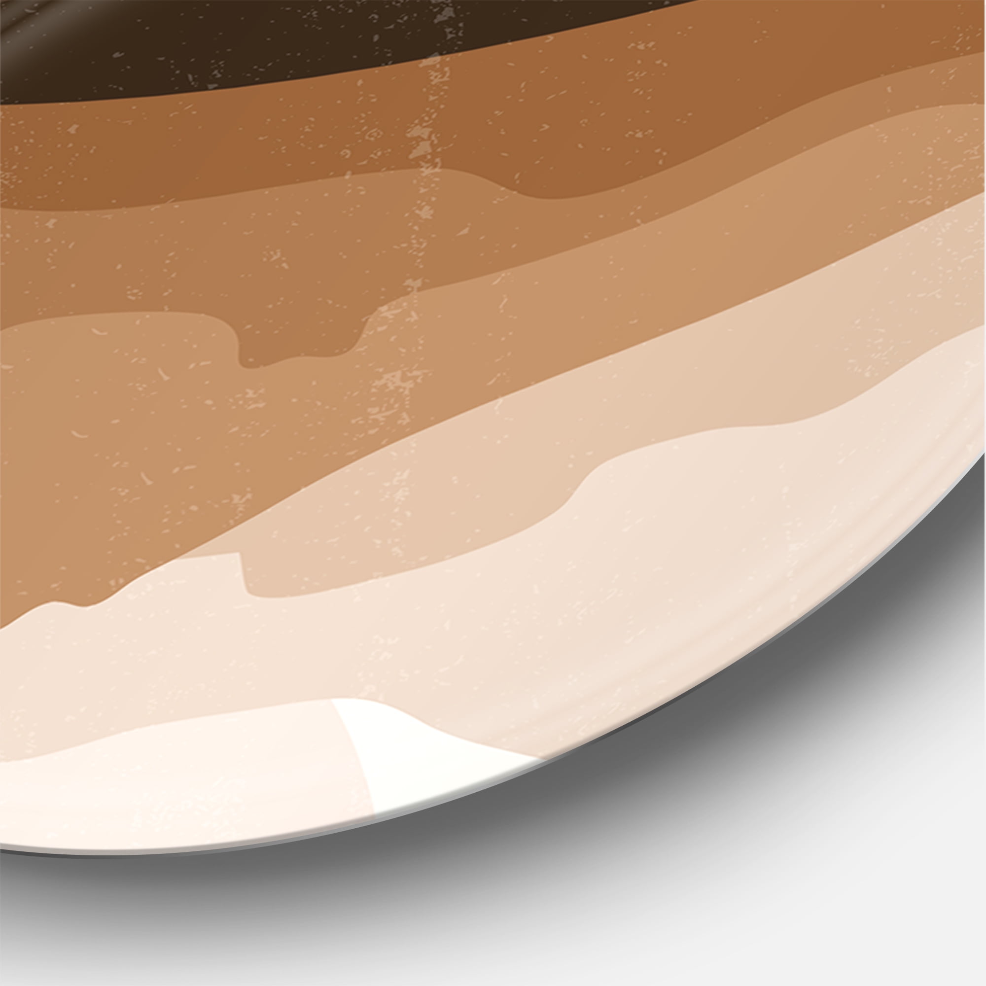 Designart 'Minimalist Brown Terracotta Landscape' Modern Circle Metal Wall Art 23x23 - Disc of 23