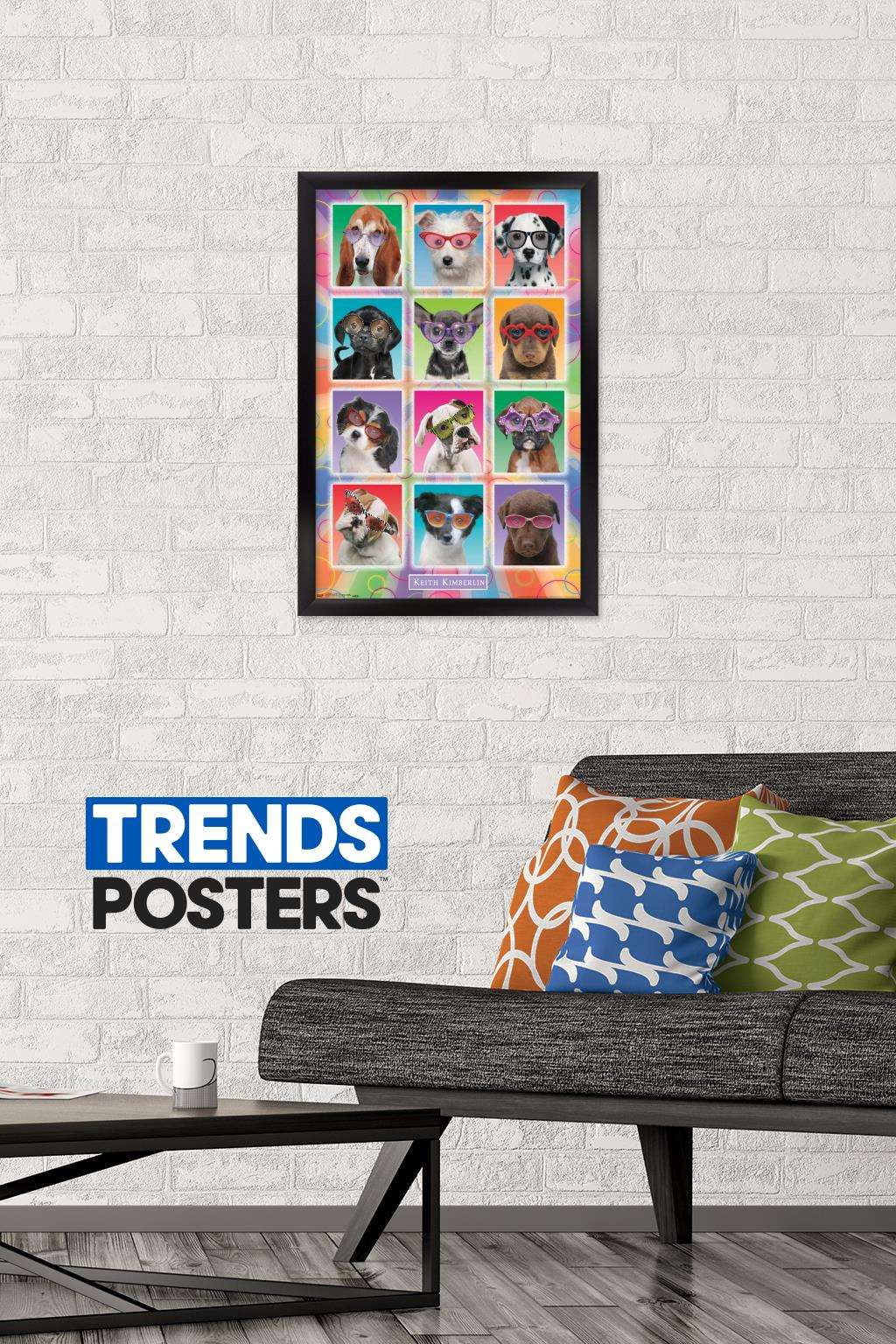 Keith Kimberlin - Puppies - Sunglasses Wall Poster, 14.725" x 22.375", Framed