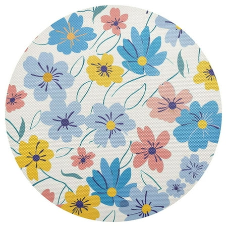 

Ryvnso Wild Flowers Round Plate Mats Dining Table Placemat 1 Piece for Holiday Decoration