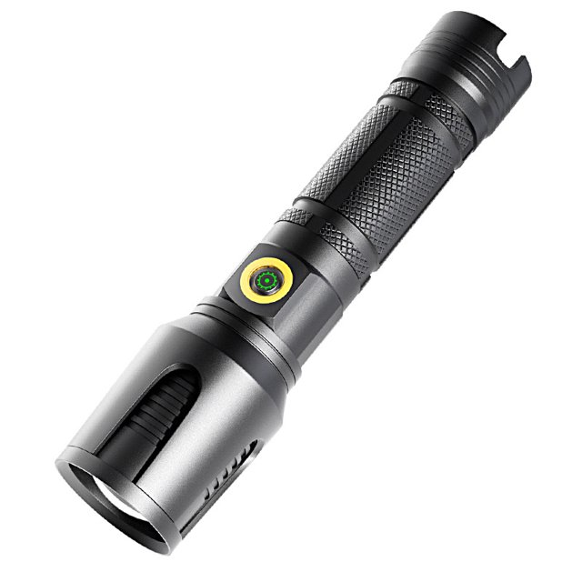Linterna táctica de alta potencia con zoom tipo C recargable por USB