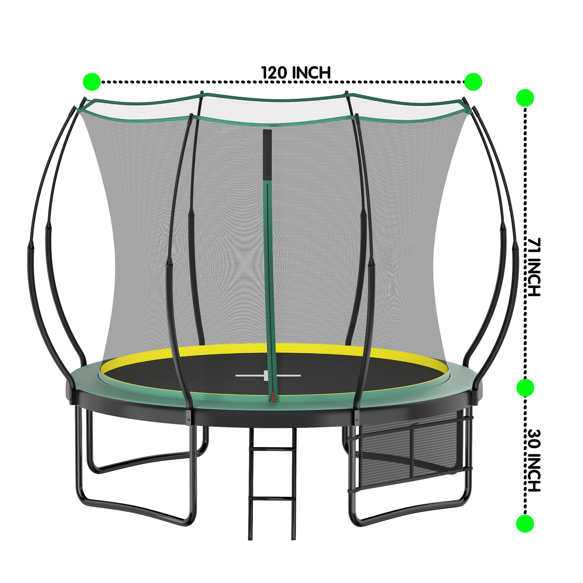 YC 10FT Springfree no Gap Trampoline- Green