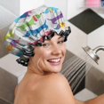 thumbnail image 5 of Shower Caps,Colorful Funny Dachshund Waterproof Shower Cap for Women 4 Pieces,Double Reusable Hair Cover for Shower PEVA Elastic Stretch Hem, 5 of 7