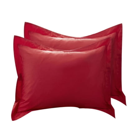 PiccoCasa Set of 2 Cotton Pillow Shams Red 18x18 inch
